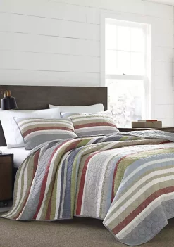 Best Sale 😀 Eddie Bauer Salmon Ladder Stripe Cotton Quilt Set 💯
