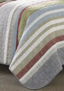 Best Sale 😀 Eddie Bauer Salmon Ladder Stripe Cotton Quilt Set 💯 -Wonderly Shop Belk 2930