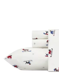 Promo ⌛ Eddie Bauer Ski Patrol Red Blue Flannel Sheet Set 🎉 -Wonderly Shop Belk 3015