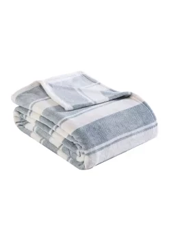 Coupon 🎉 Eddie Bauer Stones Throw Stripe Gray Plush Blanket 🔔