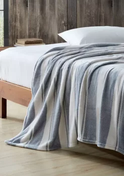 Coupon 🎉 Eddie Bauer Stones Throw Stripe Gray Plush Blanket 🔔 -Wonderly Shop Belk 3138