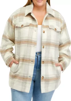 New 😉 Wonderly Plus Size Faux Wool Shacket ✔️