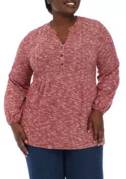 Cheap 😍 Wonderly Plus Size Long Blouson Sleeve Tunic Henley 👚 Shirt 🤩 -Wonderly Shop Belk 331