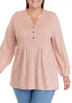Cheap 😍 Wonderly Plus Size Long Blouson Sleeve Tunic Henley 👚 Shirt 🤩 -Wonderly Shop Belk 332