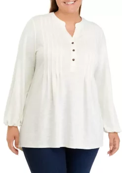 Cheap 😍 Wonderly Plus Size Long Blouson Sleeve Tunic Henley 👚 Shirt 🤩 -Wonderly Shop Belk 333