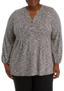 Cheap 😍 Wonderly Plus Size Long Blouson Sleeve Tunic Henley 👚 Shirt 🤩 -Wonderly Shop Belk 334
