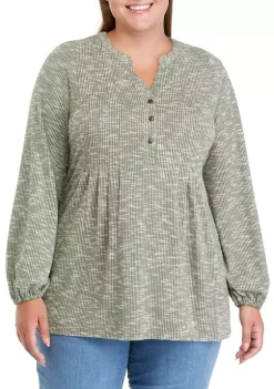Cheap 😍 Wonderly Plus Size Long Blouson Sleeve Tunic Henley 👚 Shirt 🤩 -Wonderly Shop Belk 335