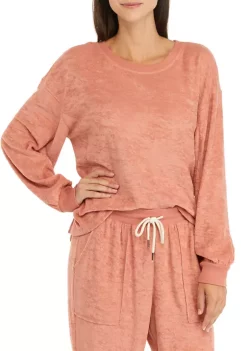Coupon ⭐ Wonderly Studio 👩 Women's Terry Crew Neck Pullover ❤️ -Wonderly Shop Belk 359