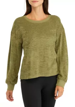 Coupon ⭐ Wonderly Studio 👩 Women's Terry Crew Neck Pullover ❤️ -Wonderly Shop Belk 360