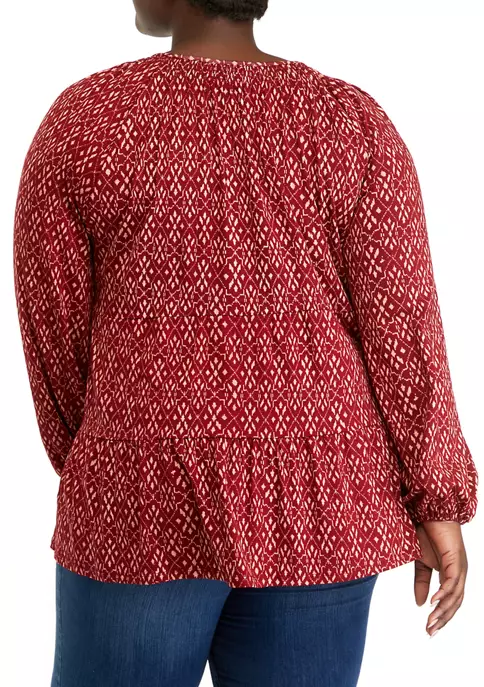 Deals 💯 Wonderly Plus Size Long Sleeve Smocked Tiered Tunic Top 🎁 4 Deals 💯 Wonderly Plus Size Long Sleeve Smocked Tiered Tunic Top 🎁 - Image 2