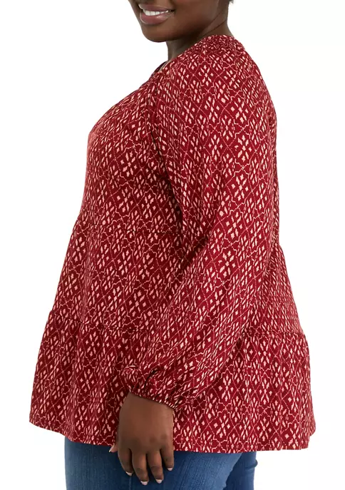 Deals 💯 Wonderly Plus Size Long Sleeve Smocked Tiered Tunic Top 🎁 5 Deals 💯 Wonderly Plus Size Long Sleeve Smocked Tiered Tunic Top 🎁 - Image 3