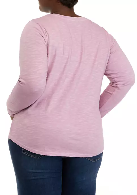 Budget 🔥 Wonderly Plus Size Long Sleeve Crew Neck Solid T-Shirt 🥰 4 Budget 🔥 Wonderly Plus Size Long Sleeve Crew Neck Solid T-Shirt 🥰 - Image 2