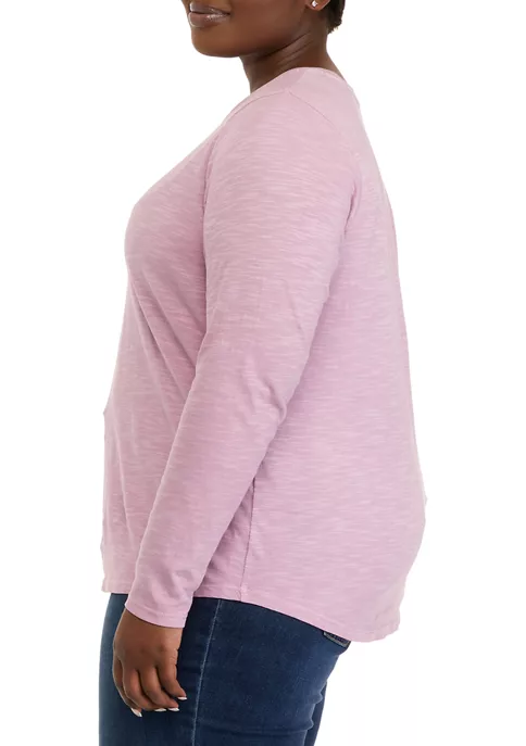 Budget 🔥 Wonderly Plus Size Long Sleeve Crew Neck Solid T-Shirt 🥰 5 Budget 🔥 Wonderly Plus Size Long Sleeve Crew Neck Solid T-Shirt 🥰 - Image 3