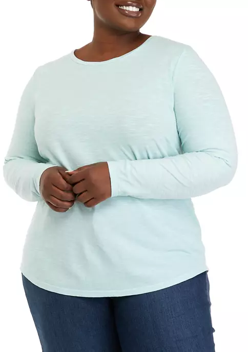 Budget 🔥 Wonderly Plus Size Long Sleeve Crew Neck Solid T-Shirt 🥰 7 Budget 🔥 Wonderly Plus Size Long Sleeve Crew Neck Solid T-Shirt 🥰 - Image 5