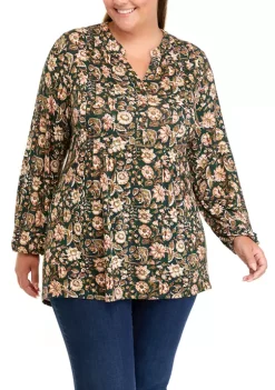 Flash Sale 🎉 Wonderly Plus Size Long Sleeve Tunic Henley 👚 Shirt ❤️