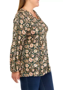 Flash Sale 🎉 Wonderly Plus Size Long Sleeve Tunic Henley 👚 Shirt ❤️ -Wonderly Shop Belk 495