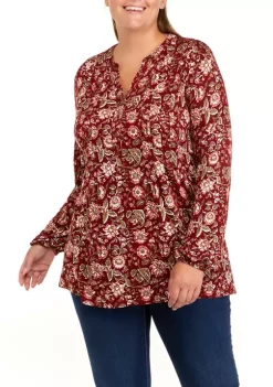 Flash Sale 🎉 Wonderly Plus Size Long Sleeve Tunic Henley 👚 Shirt ❤️ -Wonderly Shop Belk 497