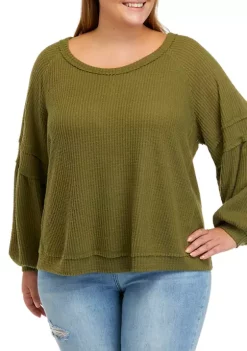 Top 10 🛒 Wonderly Plus Size Long Sleeve Waffle Knit Top 💯