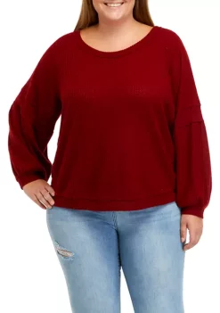 Top 10 🛒 Wonderly Plus Size Long Sleeve Waffle Knit Top 💯 -Wonderly Shop Belk 511