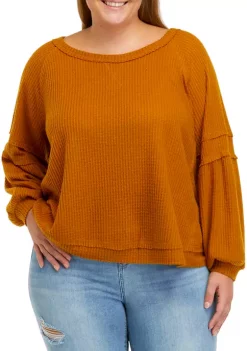 Top 10 🛒 Wonderly Plus Size Long Sleeve Waffle Knit Top 💯 -Wonderly Shop Belk 512