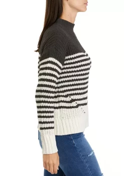 Coupon 💯 Wonderly 👩 Women's Chenille Stripe Mock Neck Sweater 🔥 -Wonderly Shop Belk 546