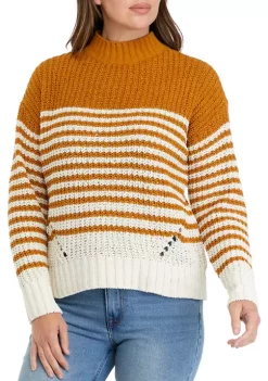 Coupon 💯 Wonderly 👩 Women's Chenille Stripe Mock Neck Sweater 🔥 -Wonderly Shop Belk 547