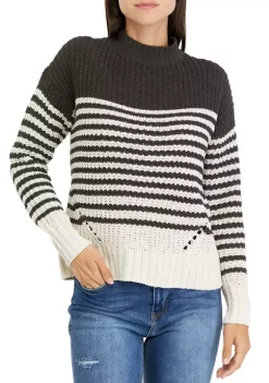 Coupon 💯 Wonderly 👩 Women's Chenille Stripe Mock Neck Sweater 🔥 -Wonderly Shop Belk 548