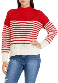 Coupon 💯 Wonderly 👩 Women's Chenille Stripe Mock Neck Sweater 🔥 -Wonderly Shop Belk 549