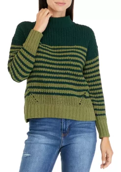 Coupon 💯 Wonderly 👩 Women's Chenille Stripe Mock Neck Sweater 🔥 -Wonderly Shop Belk 550