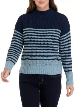 Coupon 💯 Wonderly 👩 Women's Chenille Stripe Mock Neck Sweater 🔥 -Wonderly Shop Belk 551