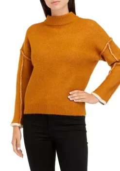 Deals ✨ Wonderly 👩 Women's Raw Edge Mock Neck Sweater 👏 -Wonderly Shop Belk 586