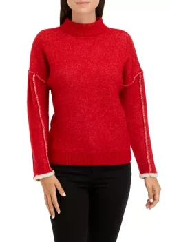 Deals ✨ Wonderly 👩 Women's Raw Edge Mock Neck Sweater 👏 -Wonderly Shop Belk 587
