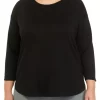 Flash Sale 🌟 Wonderly Studio Plus Size 3/4 Sleeve Baby Terry T-Shirt 👏 -Wonderly Shop Belk 601