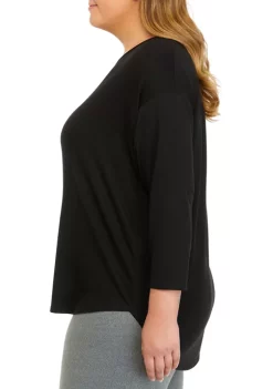 Flash Sale 🌟 Wonderly Studio Plus Size 3/4 Sleeve Baby Terry T-Shirt 👏 -Wonderly Shop Belk 603