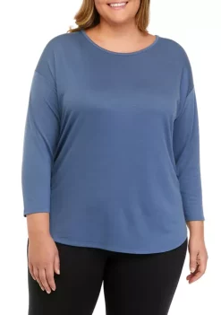 Flash Sale 🌟 Wonderly Studio Plus Size 3/4 Sleeve Baby Terry T-Shirt 👏 -Wonderly Shop Belk 604