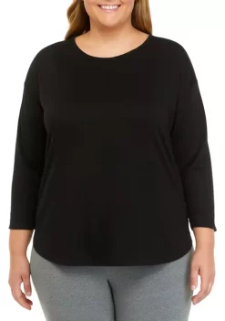 Flash Sale 🌟 Wonderly Studio Plus Size 3/4 Sleeve Baby Terry T-Shirt 👏 -Wonderly Shop Belk 606