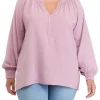 Discount 🥰 Wonderly Plus Size Long Sleeve Split Neck Top ✨ -Wonderly Shop Belk 646