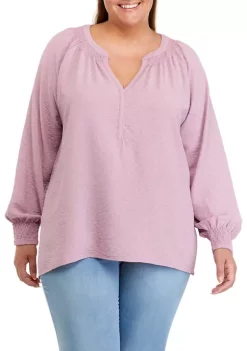 Discount 🥰 Wonderly Plus Size Long Sleeve Split Neck Top ✨