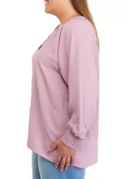 Discount 🥰 Wonderly Plus Size Long Sleeve Split Neck Top ✨ -Wonderly Shop Belk 648