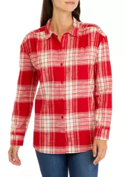 Promo 🛒 Wonderly 👩 Women's Long Sleeve Boyfriend 👚 Shirt ✨ -Wonderly Shop Belk 67