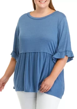 Best deal 😍 Wonderly Plus Size Elbow Flutter Sleeve Tunic Top 👍