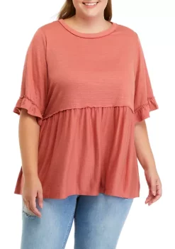 Best deal 😍 Wonderly Plus Size Elbow Flutter Sleeve Tunic Top 👍 -Wonderly Shop Belk 717