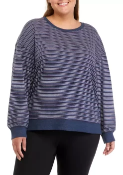 Flash Sale 🎁 Wonderly Studio Plus Size French Terry Crew Neck Sweatshirt 🎉