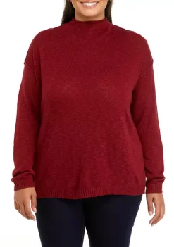 Promo 🔔 Wonderly Plus Size Funnel Neck Sweater 👍 -Wonderly Shop Belk 754