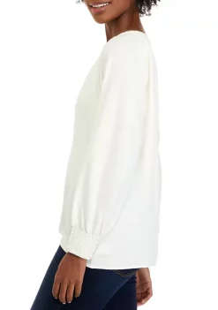 Deals 🔔 Wonderly Petite Long Sleeve Split Neck Pullover Blouse 🥰 -Wonderly Shop Belk 767