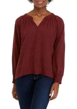 Deals 🔔 Wonderly Petite Long Sleeve Split Neck Pullover Blouse 🥰 -Wonderly Shop Belk 769
