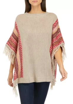 Hot Sale ❤️ Wonderly 👩 Women's Fairisle Fringe Poncho 👏