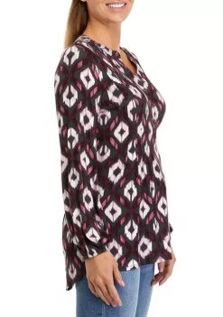 Hot Sale 💯 Wonderly Petite Long Sleeve Tunic Henley 👚 Shirt 😀 -Wonderly Shop Belk 783