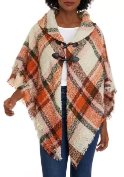 Deals 🛒 Wonderly Border Plaid Toggle Topper 💯 -Wonderly Shop Belk 797