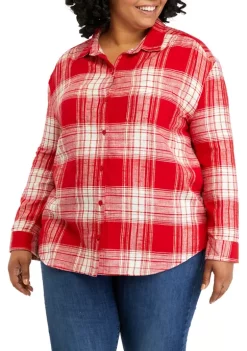 Best deal 🔥 Wonderly Plus Size Long Sleeve Boyfriend 👕 Shirt 🥰